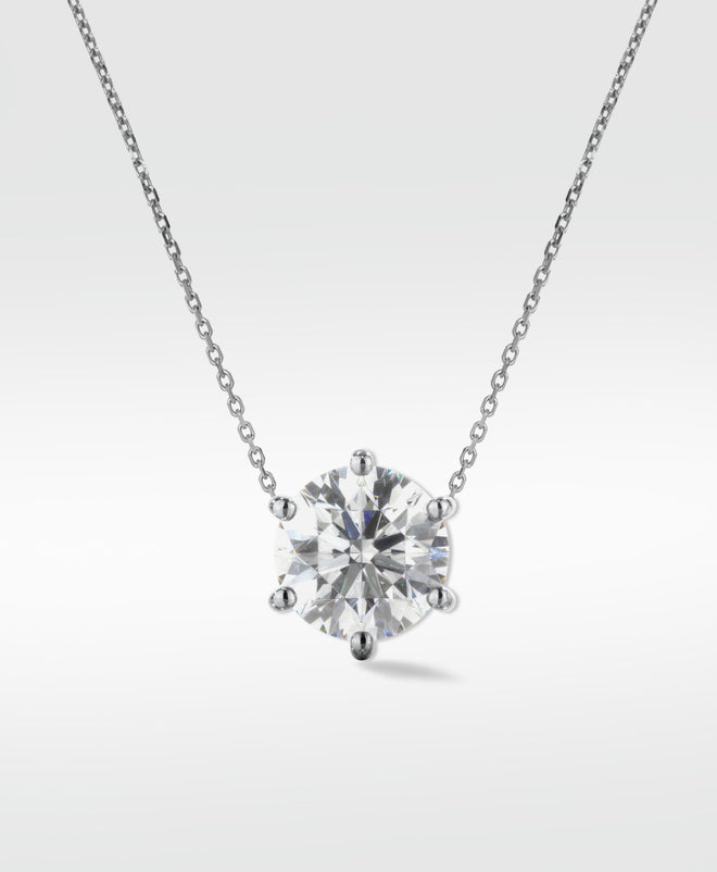 Round Diamond Pendant with Bail Set on 6 Prongs - Lark and Berry