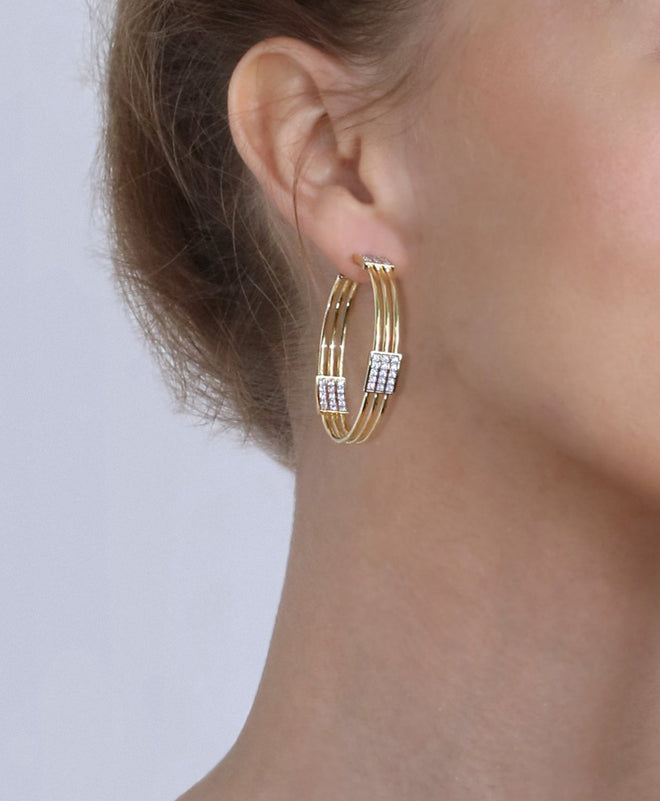 Solar Statement Hoops in 14K Yellow Gold - Lark and Berry