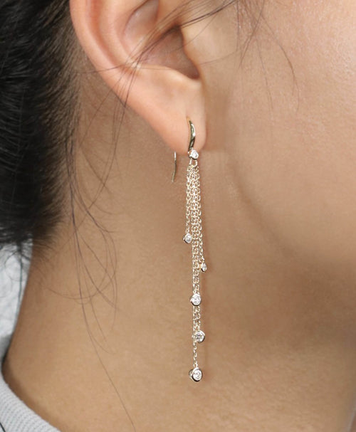 Stella Tassel Diamond Earrings - Lark and Berry