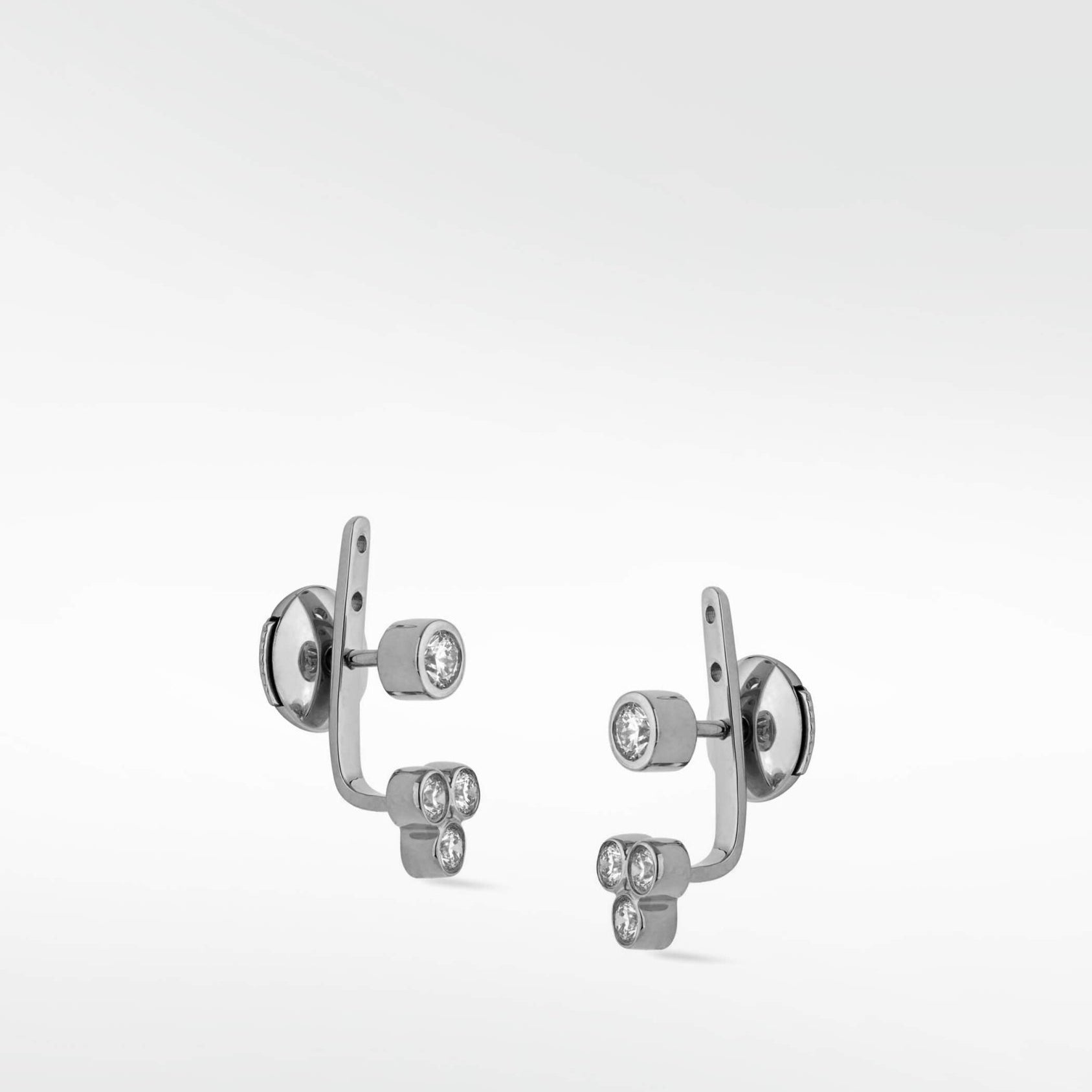 Trinity Silver and Diamond Ear Jackets - Lark and Berry