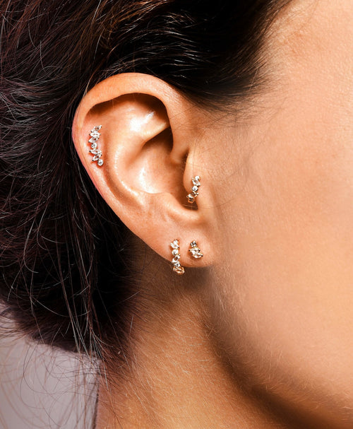 Veto Sapphire and Diamond Crescent Stud Earring