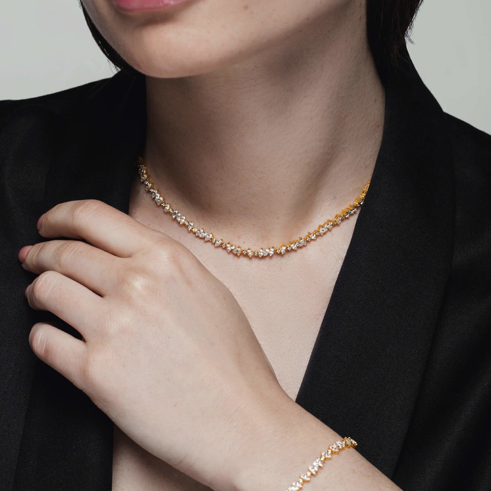 Veto White Sapphire & Diamond Necklace in 14K Gold - Lark and Berry